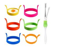 Egg Rings, 8-Piece Set for Frying, Non-Stick Silicone Egg Moulds, Heat-Resistant Egg Fryer, Perfect for Breakfast Sandwiches and Pancakes, Multi-Color Design, 9.5 * 8 * 5.3cm