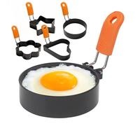 Egg Rings for Frying, Stainless Steel Fried Egg Ring, Non-Stick Egg Frying Rings, 4 Shapes Fried Egg Mould with Anti-Scald Folding Handle for Kitchen Cooking Egg Frying Breakfast (Pentagram)