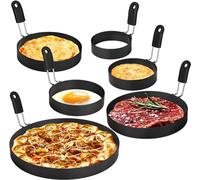 Egg Rings Sets 6 Stainless Steel Pancake Mold and Egg Ring Set Nonstick Round Egg and Omelet Mold for Frying Eggs and Muffins