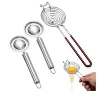 Egg Separator, Egg Yolk Separator, Egg Strainer for Kitchen Use, Boiled Egg Topper for Cooking, Stainless Steel Design with Three Units