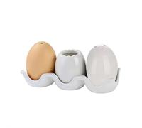 Egg Shape Salt and Pepper Shakers,Ceramic Novelty Salt Pepper Shaker Set with Tray,Cute Spice Jar Set for Kitchen Gadgets Cooking Table, RV, Camp,BBQ