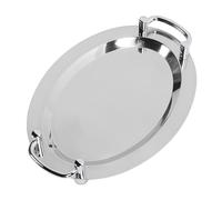 Egg Shape Stainless Steel Serving Plate - Mirror Finish Buffet Tray with Handle for Hotel & Restaurant Banquets - 46cm/18.11in Elegant Catering Dish