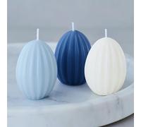Egg-Shaped Candles, Set of 3 - Non-Scented Ribbed Easter Candles, Egg Candles, Easter Table Decoration