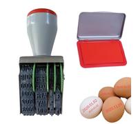 Egg Shaped Date Stamp, Date Stamp Kit for Eggs, Rubber Seal with Year and Day, Tampons D'Encre Rouge Applicable for Eggs/Duck Eggs and Various Paper Labels