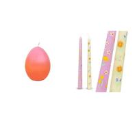 Egg Shaped Easter Candle & Floral Tapered Pink Yellow Candles Spring Bundle