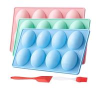Egg-Shaped Silicone Mold 3 Pieces 8-Cavity Easy to Detach | Silicone egg moulds for Easter for making candies, cake toppers, ice cream, DIY crafts, party