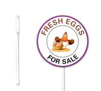 Egg Signs Outdoor for Sale, Farm Fresh Eggs For Sale Yard Sign with Stakes, Metal Chicken Egg Sign, Egg for Sale Yard Sign, 23X23cm, Sturdy Aluminum Yard Signs Rust Free, Waterproof