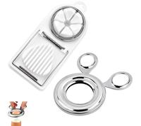 Egg Slicer for Boiled Eggs, 2-Piece Egg Processing Set with Shell Opener and Cutter, Efficient Kitchen Tool for Preparing Breakfast Boiled Eggs and Creating Egg-Based Recipes, Stainless Steel Construc