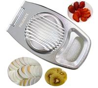 Egg Slicer for Boiled Eggs, Heavy Duty Aluminium Boiled Egg Cutter, Upgraded and Enlarged to Support Cutting Large Eggs, Silver