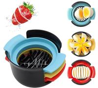 Egg Slicer with Stainless Steel Wire, Egg Cutter, Heavy Duty Egg Cutter Slicer with 3 Slicing Styles for Boiled Eggs Ham Banana and Strawberry