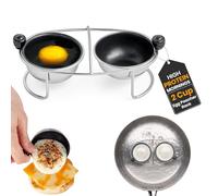 egg Stainless Steel Poached Egg Cooker Poaching Cup PFOA Free Nonstick, 6.25" Rack Compatible with Skillet Instant Pot Pressure Cooker, 2 Poached Cups