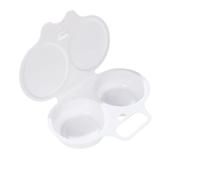 Egg Steamer Microwave Egg Boiler Poacher Nonstick Poached Egg Maker with Lid Double Drain Poached Egg Cups 2 Cavity Cooker for Perfectly Poached Eggs (White, 16x11.5x3CM)