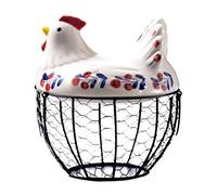 Egg Storage Basket, Chicken Shape Ceramic Metal Egg Basket, Egg Household Storage Basket, Metal Mesh Wire Egg Storage Basket, Bread Basket, Fruit Basket, Kitchen Storage Basket