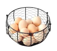 Egg Storage Basket - Wrought Iron Wire Container | Wear Resistant Farmhouse Style Organizer | Large Capacity Basket for Eggs Garlic Potatoes Fruits Vegetables, Kitchen Storage