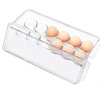 Egg Storage Box 12 Compartment Stackable Organizer Clear Plastic With Lid Space-Saving Design For Fridge Prevents Cracking Secure Freshness 32.8x11.7x8.2cm