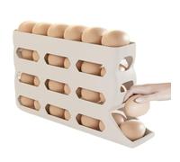 Egg Storage for Refrigerator,4 Layers Automatic Rolling Egg Dispenser - 30 Capacity Anti-Slip Easy-Clean Space-Saving Keeper for Picnic Prep Farm Packaging