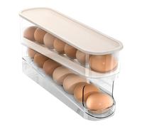 Egg Storage for Refrigerator - Eggs Dispenser Auto Rolling - Kitchen Storage Solution Large Capacity for Busy Parents Homeowners Pantry Freezer Camping Picnic