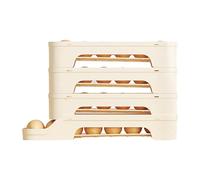 Egg Storage Organizer - Durable Stackable Rolling Tray, Auto Dispensing Design with Clear Visibility, Space Saving Refrigerator Door Accessory | Baking