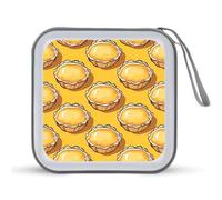 Egg Tart Dim Sum CD Case Portable DVD Storage Small CD Holder Organizer for Home Travel