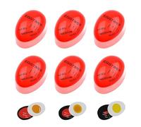 Egg Timer for Cooking, Pack of 6 Egg Timers, Egg Colour Different Timer, Timer for Boiled Eggs, Egg Colour Changing, Timer, Infinite, Reusable, for Home, Restaurant (Red)