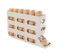 Egg Tray for Refrigerator,4 Layers Automatic Rolling Egg Dispenser - 30 Capacity Anti-Slip Space-Saving Rack for Farmers Market RV Breakfast Picnic Prep Meal