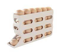 Egg Tray for Refrigerator, 4 Layers Automatic Rolling Egg Tray, 30 Capacity Anti-Slip Space-Saving Rack for Farmers Market RV Breakfast Picnic Prep Meal