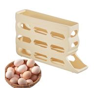 Egg Tray For Refrigerator - Fridge Egg Storage | Picnic Eggs Keeper | 4-Layer Automatic Rolling Eggs Dispenser 30 Capacity Anti Slip Space Saving Rack For Kitchen Farmers Market RV Picnic Breakfast