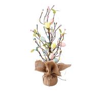 Egg Tree Decoration - Illuminated Table Ornament Spring Table Display, Rustic Canvas Base, Multi-coloured Christmas Accent Piece | Illuminated Easter Centerpiece for the Bedroom