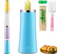 Egg Tube Cooker, Electric Vertical Egg Roll Maker Machine with Bamboo Sticks, Multi-functional Sausage Roll Tool for Busy Mornings, Stainless Steel Non Stick, Easy To Use (Blue)