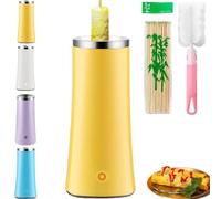 Egg Tube Cooker, Electric Vertical Egg Roll Maker Machine with Bamboo Sticks, Multi-functional Sausage Roll Tool for Busy Mornings, Stainless Steel Non Stick, Easy To Use (Yellow)