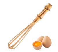 Egg Whisk 0.8x0.8x5.5'' Handmade Bamboo Whisk with Comfortable Bamboo Handle Easy to Clean Non-stickmini for Whisking, Beating, Blending, Frothing & Stirring, Egg, Wooden