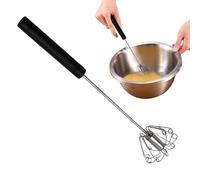 Egg Whisk Beater - Semi Automatic Egg Whisk Beater, Stainless Steel Mini HandWhisk, Metal Hand Push WhiskBlender, Rotating Mixer Stirrer for Baking, Stirring, Whisking, Beating