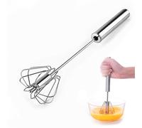 Egg Whisk Hand Push Whisk Blender, Stainless Steel Egg Beater Milk Frother Rotating Push Mixer Stirrer for Whisking, Beating, Stirring