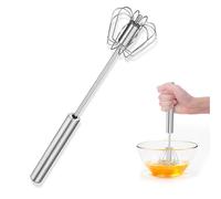 Egg Whisk, Semi-Auto Eggs Whisk, Hand Push Whisk Blender, Stainless Steel Egg Beater, Milk Frother, Versatile Mixer Stirrer Tool for Easy Baking Blending Whisking Beating & Stirring(12 Inch)