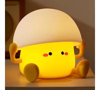 Egg Yolk Night Light Gifts, Mushroom Cute Silicone Nightlights for Kids, LED Touch Lamp, Portable Rechargeable Children's Room Light, Bedside Lamp for Nursery Bedroom Table Decoration for Boys Girls