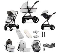 egg3 3-in-1 Luxury Travel System with i-Size Car Seat & ISOFIX Base 12-Piece Bundle - Houndstooth Silver