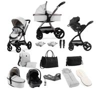 egg3 3-in-1 Luxury Travel System with i-Size Car Seat & ISOFIX Base 14-Piece Bundle - Houndstooth Silver