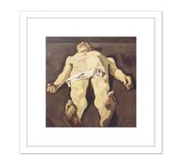 Egger-lienz The Dead Christ Expressionist Painting 8X8 Inch Square Wooden Framed Wall Art Print Picture with Mount Artery8 White One Size