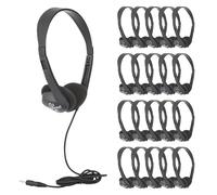 Egghead EGG-IAG-1000FA-BK-SO-20 Heavy-Duty Stereo School Headphones W/Tangle-Free Cord (Pack of 20)-, Black