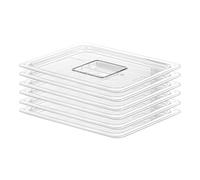 EGGKITPO 6 PCS Lids Universal 1/2 Size Polycarbonate Clear Food Pan Lids with Handle Dishwasher Safety Food Storage Container Cover for Party Food Prep Table Hotel BPA Free