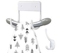 EGGMARCH Ironing Board Hanger Wall Mounted Ironing Board Hook Metal Ironing Board Holder Strong Ironing Board Storage Wall Bracket for Small and Large Ironing Board Organize with a Coat Hook (White)