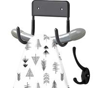 EGGMARCH Ironing Board Hanger Wall Mounted Ironing Board Hook Metal Ironing Board Holder Strong Ironing Board Storage Wall Bracket for Small and Large Ironing Board Organize with a Coat Hook (Black)