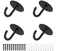 EGGMARCH Stainless Steel Hook On Plate Metal Ceiling Hooks Heavy Duty Chain Plate with Screws and Plastic Plugs for Hanging Plant Basket Yoga Hammock Cup Swing Boat Sandbag 4 Pack (J Hook)