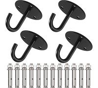 EGGMARCH Stainless Steel Hook On Plate Metal Ceiling Hooks Heavy Duty Garage Hooks Large Chain Plate with Expansion Bolts for Yoga Hammock Swing Boat Sandbag Hanging Plant 4 Pack (Large J Hook)