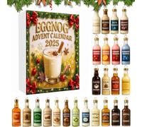 Eggnog Advent Calendars 2025, 24 Days Christmas Countdown Calendar with 24 Mini 2D Flat Eggnog Pendants, Holiday Drink Ornament Wine Advent Calendars for Xmas Tree Wall Window Decor