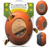 Eggologic Hive Pod Bee Hotel, Modern Insect House for Garden - Solitary Bee House with Natural Nesting Tubes, Wall-Mounted Bee Box for Pollinators, Stylish Bee House for Outdoors - Harvest Orange