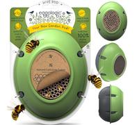 Eggologic Hive Pod Bee Hotel, Modern Insect House for Garden - Solitary Bee House with Natural Nesting Tubes, Wall-Mounted Bee Box for Pollinators, Stylish Bee House for Outdoors - Tuscan Green