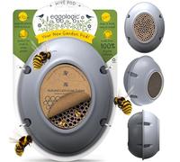 eggologic Hive Pod Bee Hotel, Modern Insect House for Gardens - Solitary Bee House with Natural Nesting Tubes, Wall-Mounted Bug Box for Pollinators, for Gardeners - Stone Gray