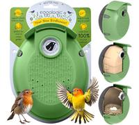 eggologic Nester Pod - Perch Free Vertical Bird Box for Wild Birds Sparrow and Blue Tit Bird House, Bird Houses for Garden Made from 100% Recycled Materials for Strength and Durability - Tuscan Green
