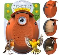 Eggologic Nester Pod - Perch-Free Vertical Bird Box for Wild Sparrow and Blue Tit Houses, Made from 100% Recycled Materials for Strength and Durability - Harvest Orange